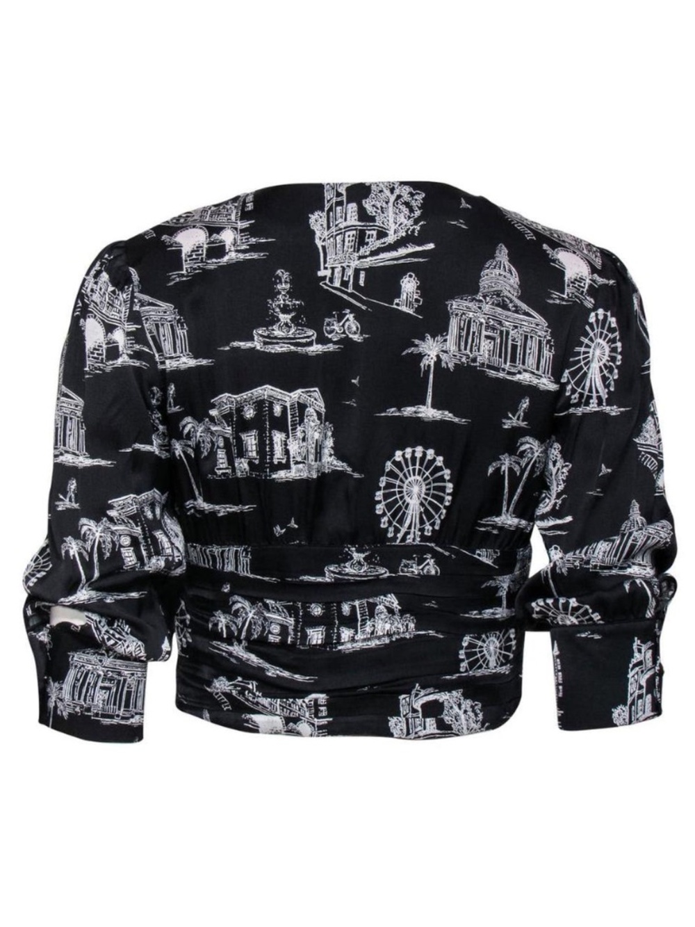 Maje Letulla Printed Cropped Top in Black Size 1
